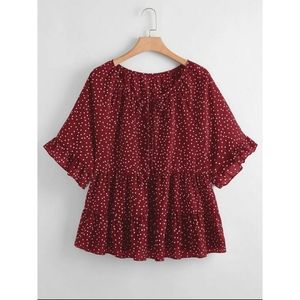 Shein Curve Polka Dot Babydoll Blouse